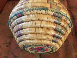 Vintage Hopi Native American California Coil Basket With Unusual Ridge,  7 " Tall