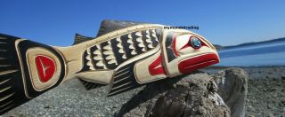 Pacific Northwest Coast First Nations Native Carved Salmon Finest Indigenous Art
