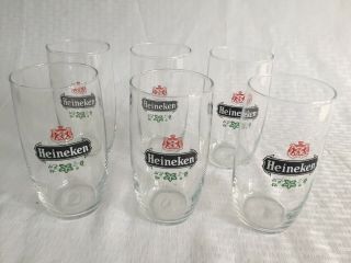 Set Of 6 Vintage Heineken Beer Glasses 300 Ml 10.  5 Oz