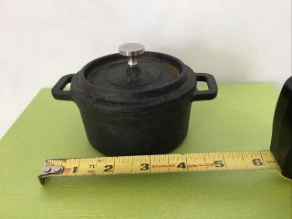 Vintage Cast Iron Mini Pot With Handles And Lid Dutch Oven