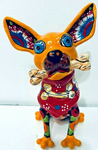Mexican Pottery Chihuahua Animal Talavera 12 " Dog Ceramic Figure Gerardo Garcia