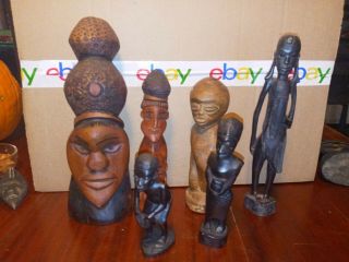 6 Hand Carved African Tribal Wooden Statue