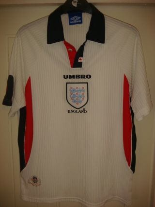England Vintage Home 1998 Umbro Football Shirt - 1997/99 - Large - X71