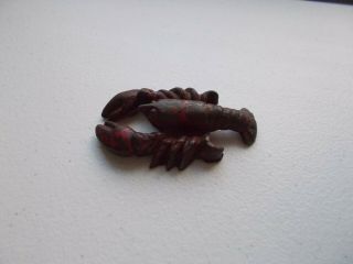 Vtg Heavy Cast Iron Red Painted Lobster Shaped Bottle Opener / Paperweight 3.  5 "