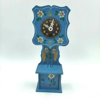 Vintage Miniature Doll House Grandfather Clock Wind Up