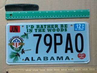 License Plate,  Alabama,  Specialty,  Rather Be In The Woods,  79 Pao Heart Of Dixie