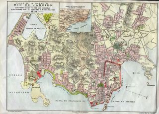 Brazil,  Rio De Janeiro,  Map,  1908,