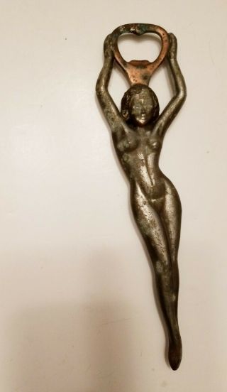 Vintage Bottle Opener Naked Woman Nude Lady - Made Of Brass? Hand Craft Bar Tools