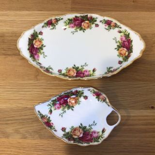 Vintage - Two 1962 Royal Albert Bone China " Old Country Roses " Serving Dishes 454