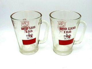 Rare Vintage Red Lion Inn Old Style Beer Pitchers - Set Of Two (2) 7 "