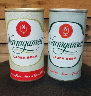 2 Narragansett Beer 12oz Pull Top Pt Beer Can Cranston,  Ri Brewing 1964 & 1966