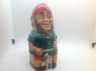 Vintage Goebel West Germany Hand Painted Gnome / Dwarf Lided Beer Stein