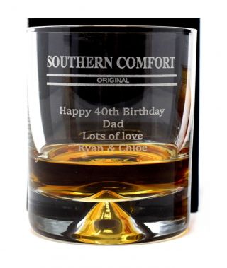 Personalised/engraved Southern Comfort Dimple Glass Tumbler Gift Mum/dad/nan