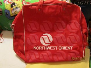 Vintage Northwest Orient Airlines Red Travel Bag Made By Bearse Mfg Chicago