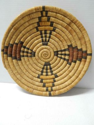4 DIRECTIONS DSGN VINTAGE HOPI INDIAN COILED BASKET PLAQUE TRAY - XLNT COND 2