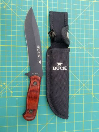 Buck 620 Reaper Rosewood Black Discontinued Usa 2015 Fixed Knife W/ Sheath