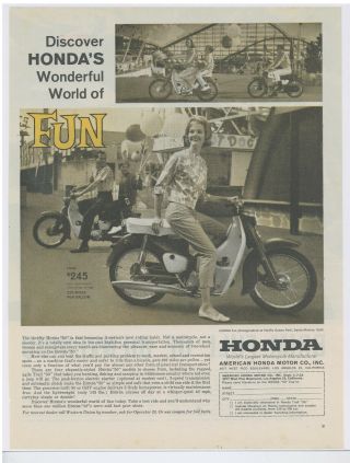 1962 Honda Motorcycles Advertisement:pacific Ocean Park,  Santa Monica California