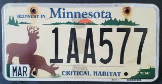 Minnesota License Plate Critical Habitat Deer Reinvest No Tabs 1aa577 Aluminum