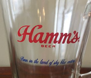 Vintage Hamm ' s Beer Pitcher Bar Decor Born in the Land of Sky Blue Waters 9”x5” 2