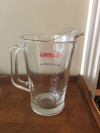 Vintage Hamm ' s Beer Pitcher Bar Decor Born in the Land of Sky Blue Waters 9”x5” 3