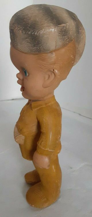 Vintage Davy Crockett Squeaky Toy Doll Rubber Coon Cap 7 1/2 in. 2