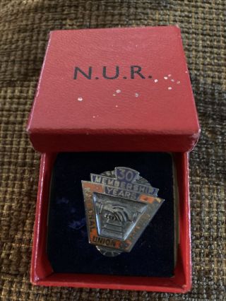 1966 National Union Of Railwaymen Hallmarked Silver Lapel Badge 30 Years