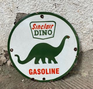 Vintage " Sinclair Dino " Porcelain Enamel Sign 11 3/4 "