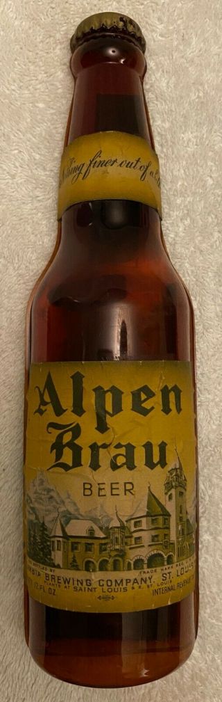 Alpen Brau Beer 1/2 Plastic Bottle Tavern Sign Columbia Brew St Louis