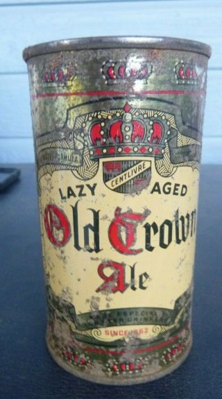 Vintage Old Crown Ale Flat Top Beer Can Instruction Keglined Irtp Centlivre Brew