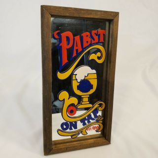 Vintage Pabst Blue Ribbon On Tap Beer Sign Mirror