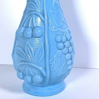 Vintage Hobnail Blue Milk Glass wine decanter genie bottle fruit base Vase 2