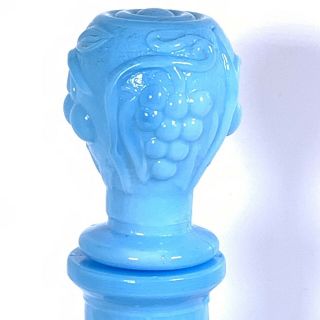 Vintage Hobnail Blue Milk Glass wine decanter genie bottle fruit base Vase 3
