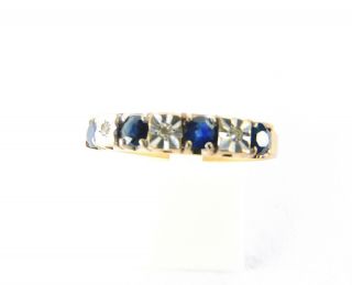 Vintage 9ct Gold Sapphire & Diamond Half Eternity Ring Hallmarked 1981