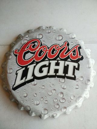Coors Light Rare Bottle Cap Sign Large 18 " Vintage 2000 Beer Tin Metal Silver