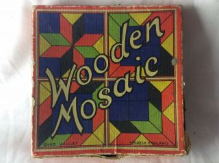 Very Rare Vintage 1950/60s Chad Valley Hand Made Wooden Mosaic Puzzle Game