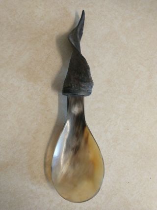 19th Century American Indian Tlingit Northwest Coast Carved Horn Ladle / Spoon
