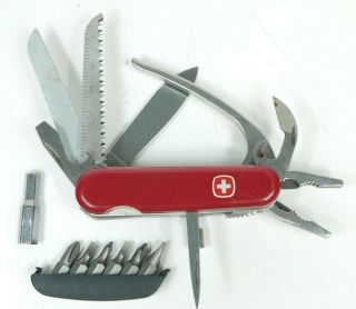 Wenger Red Swiss Army Pocketgrip Pocket Grip Multi Tool W/ Pliers Bits