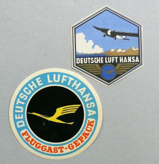 2 Uralte Lufthansa Koffer - Aufkleber - Originale