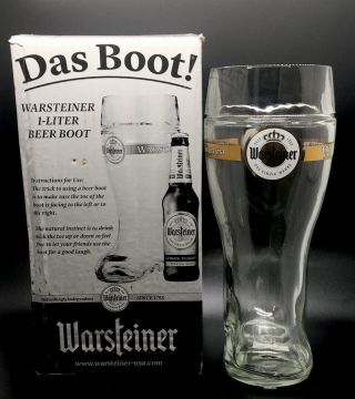Warsteiner - 1 Liter - German Beer Glass Boot - " Das Boot - Beerfest