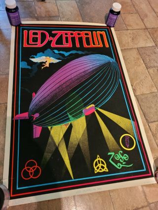 Led Zeppelin Zoso Black Light Vintage 1981 Poster Funky Enterprises