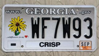 Georgia 2012 Wildflower License Plate Vehicle Tag Wf7w93 Crisp County
