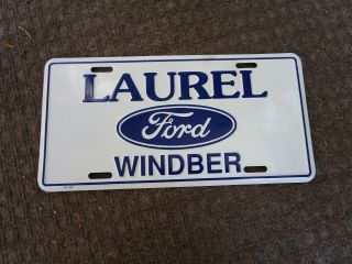 Vintage Laurel Ford Car Dealer Advertising License Plate Windber Pa Truck