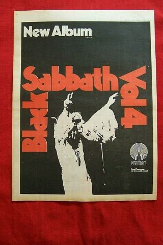 Black Sabbath Vol 4 Album 1972 Vintage Poster Advert Vertigo Records