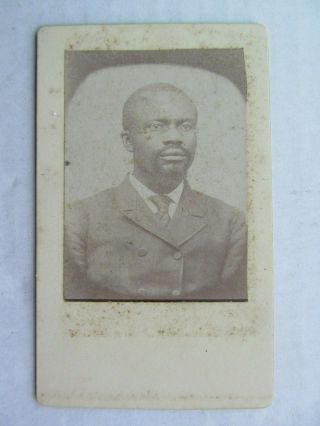 Rare Antique Cdv Photo Of African American Man W/glasses,  1870,  Greenwood,  Miss.