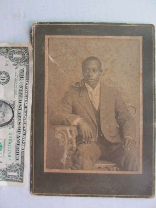 Large Antique Studio Photo,  African American Man,  C1880 - 90,  Canton,  Durant,  Miss