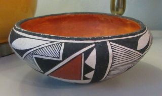 Old 1920s Hopi Pueblo Southwestern Indian Polychrome Pottery Bowl Signed Keyopei
