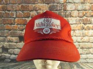 Vintage Old Milwaukee Beer Hat,  Snapback - Red