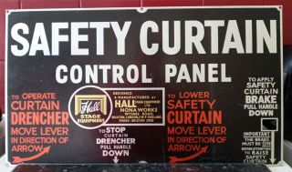 Fab Vintage Theatre Safety Curtain Control Panel 45 X 26cms Hall Ltd Metal Sign