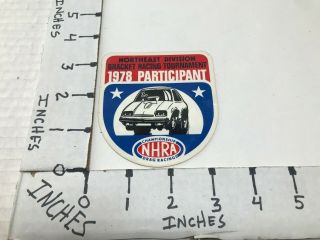 1978 Nhra Northeast Division Bracket Racing Tournament Participant Sticker
