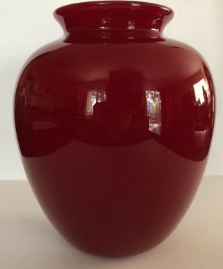Vintage Donald Carlson Signed Art Glass Vase 1993 Classic Form Red 5 3/8